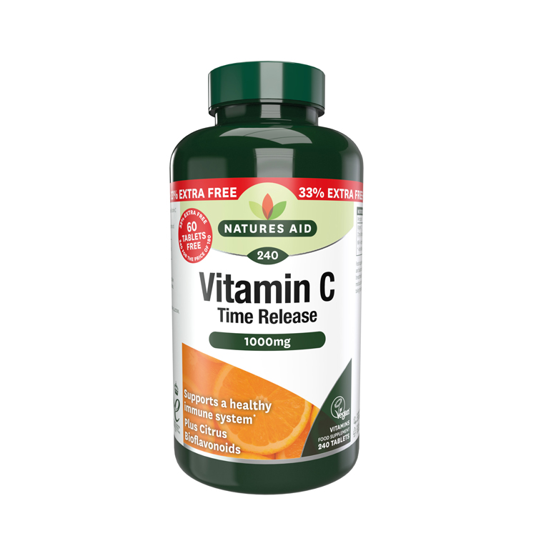 Natures Aid Vitamin C 1000mg Time Release 240 tabs (180+60 Free)